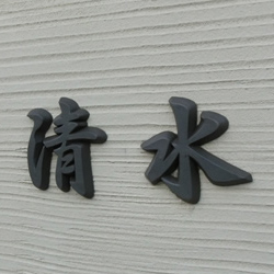 シンプルで繊細な和風漢字切り文字表札 清水